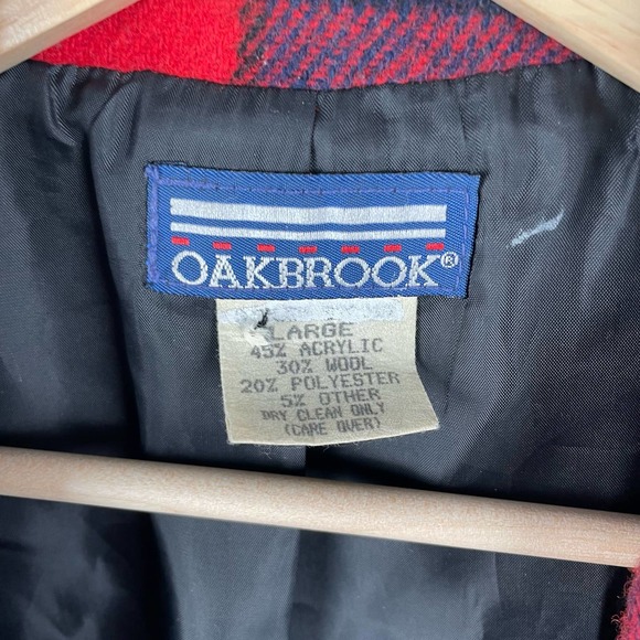 90s Plaid Wool Blazer Shacket Shirt Jacket Coat Blue Red Academia Preppy Size L - Picture 5 of 8